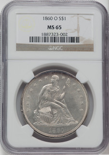 1860-O S$1 Seated Dollar NGC MS65