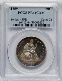 1859 50C CA Proof Seated Half Dollar PCGS PR64