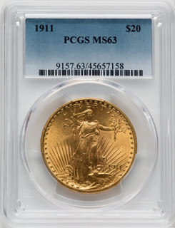 1911 $20 Saint-Gaudens Double Eagle PCGS MS63