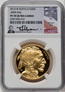 2013-W $50 One-Ounce Gold Buffalo NGC PF70 Thomas Uram