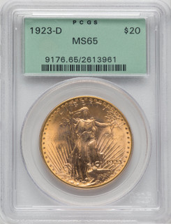 1923-D $20 Saint-Gaudens Double Eagle PCGS MS65
