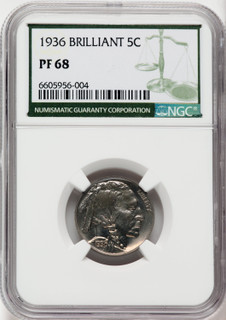 1936 5C Type Two Brilliant Proof Buffalo Nickel NGC PR68