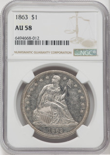 1863 S$1 Seated Dollar NGC AU58