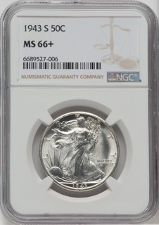 1943-S 50C Walking Liberty Half Dollar NGC MS66+