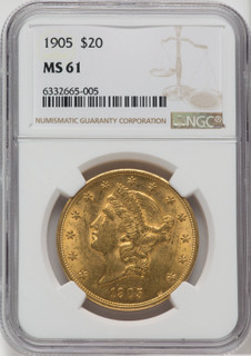 1905 $20 Liberty Double Eagle NGC MS61