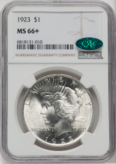 1923 $1 CAC Peace Dollar NGC MS66+