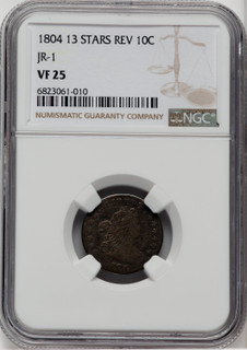 1804 10C JR-1 Early Dime NGC VF25
