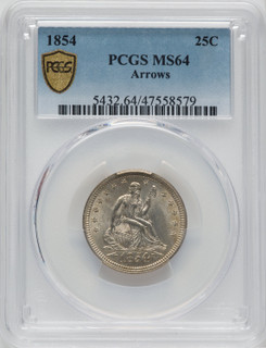 1854 25C ARROWS Seated Quarter PCGS MS64 1854 25C ARROWS Seated Quarter PCGS MS64