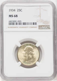 1934 25C Washington Quarter NGC MS68