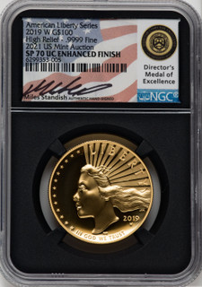 2019-W $100 High Relief NGC SP70 Miles Standish