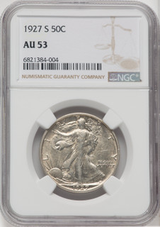 1927-S 50C Walking Liberty Half Dollar NGC AU53