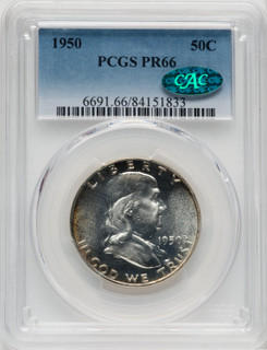 1950 50C CAC Proof Franklin Half Dollar PCGS PR66