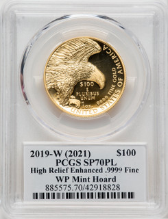 2019-W $100 High Relief Enhanced WP Mint Hoard PL PCGS SP70