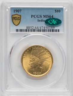 1907 $10 No Motto CAC Indian Eagle PCGS MS64