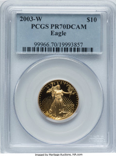 2003-W $10 Quarter-Ounce Gold Eagle PCGS PR70