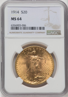 1914 $20 Saint-Gaudens Double Eagle NGC MS64