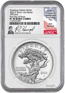 2023-P American Liberty Series 1 oz Silver Medal FDI NGC PF70 Harrigal Signed