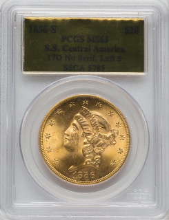 1856-S $20 NoSerLf S Liberty Double Eagle PCGS MS63
