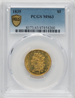 1835 $5 Classic Half Eagle PCGS MS63