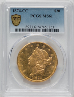 1874-CC $20 Liberty Double Eagle PCGS MS61
