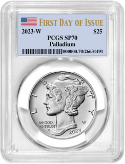 2023-W Palladium Burnished Eagle Flag FDI PCGS SP70