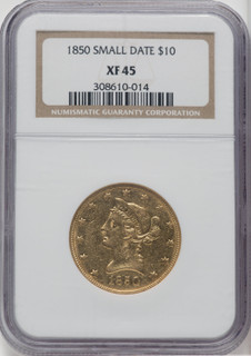 1850 $10 Small Date Liberty Eagle NGC XF45