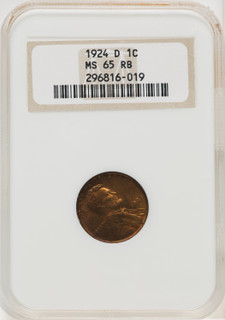 1924-D 1C RB Lincoln Cent NGC MS65