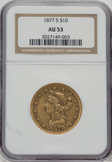 1877-S $10 Liberty Eagle NGC AU53