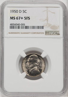 1950-D 5C FS Jefferson Nickel NGC MS67+