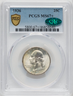 1936 25C CAC Washington Quarter PCGS MS67+