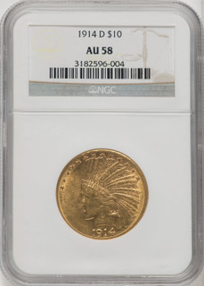 1914-D $10 Indian Eagle NGC AU58