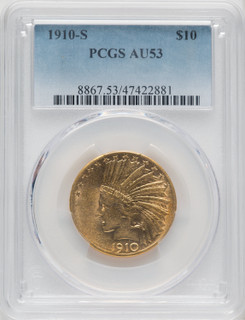 1910-S $10 Indian Eagle PCGS AU53