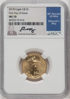 2016 $10 Quarter-Ounce Gold Eagle 30th Anniversary First Strike NGC MS70