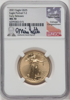 2021 $25 Half-Ounce Gold Eagle Type Two First Strike NGC MS70