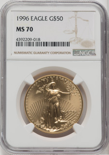 1996 $50 One-Ounce Gold Eagle NGC MS70