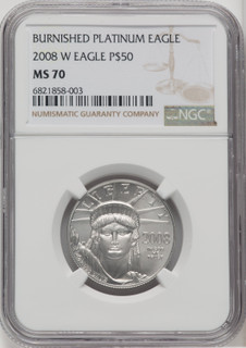 2008-W $50 Half-Ounce Platinum Eagle Burnished NGC MS70