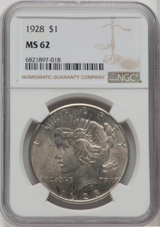 1928 $1 Peace Dollar NGC MS62