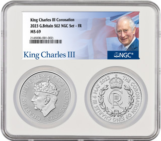 2023 King Charles III Coronation 2-Coin Set G.Britain S£2 NGC MS69