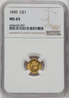 1850 G$1 Gold Dollar NGC MS65