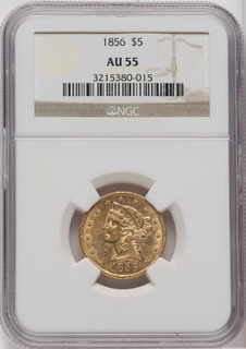 1856 $5 Liberty Half Eagle NGC AU55