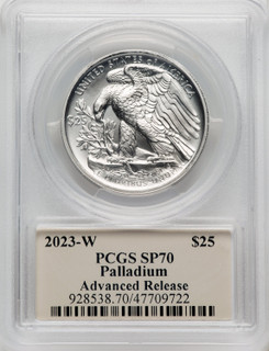 2023-W $25 Palladium Advanced Release PCGS SP70 Thomas Cleveland