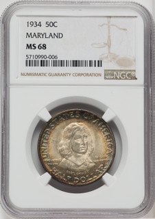 1934 50C Maryland Commemorative Silver NGC MS68