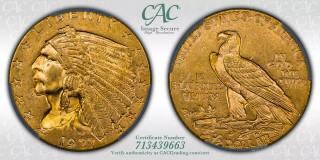 1927 $2.50 Indian Quarter Eagle CACG MS62 1927 $2.50 Indian Quarter Eagle CACG MS62