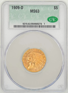 1909-D $5 Indian Half Eagle CACG MS63