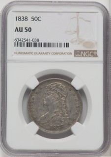 1838 50C Reeded Edge Half Dollar NGC AU50