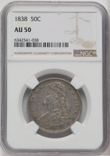 1838 50C Reeded Edge Half Dollar NGC AU50