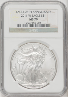 2011-W S$1 Burnished Silver Eagle NGC MS70