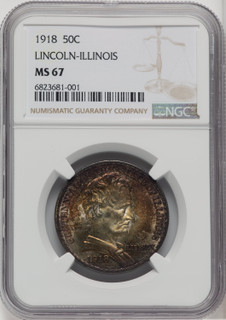 1918 50C Lincoln Commemorative Silver NGC MS67