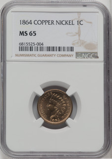 1864 Copper-Nickel Indian Cent NGC MS65