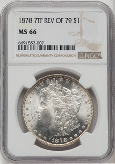 1878 7TF $1 Reverse of 1879 Morgan Dollar NGC MS66 1878 7TF $1 Reverse of 1879 Morgan Dollar NGC MS66